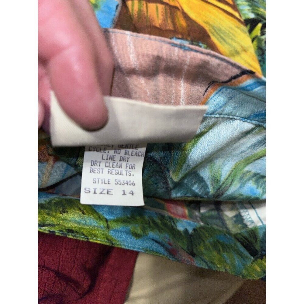 Vtg Sharon Young Tropical Hawaiian Tiki Print Straight Pencil Midi Skirt 14 - Picture 9 of 15